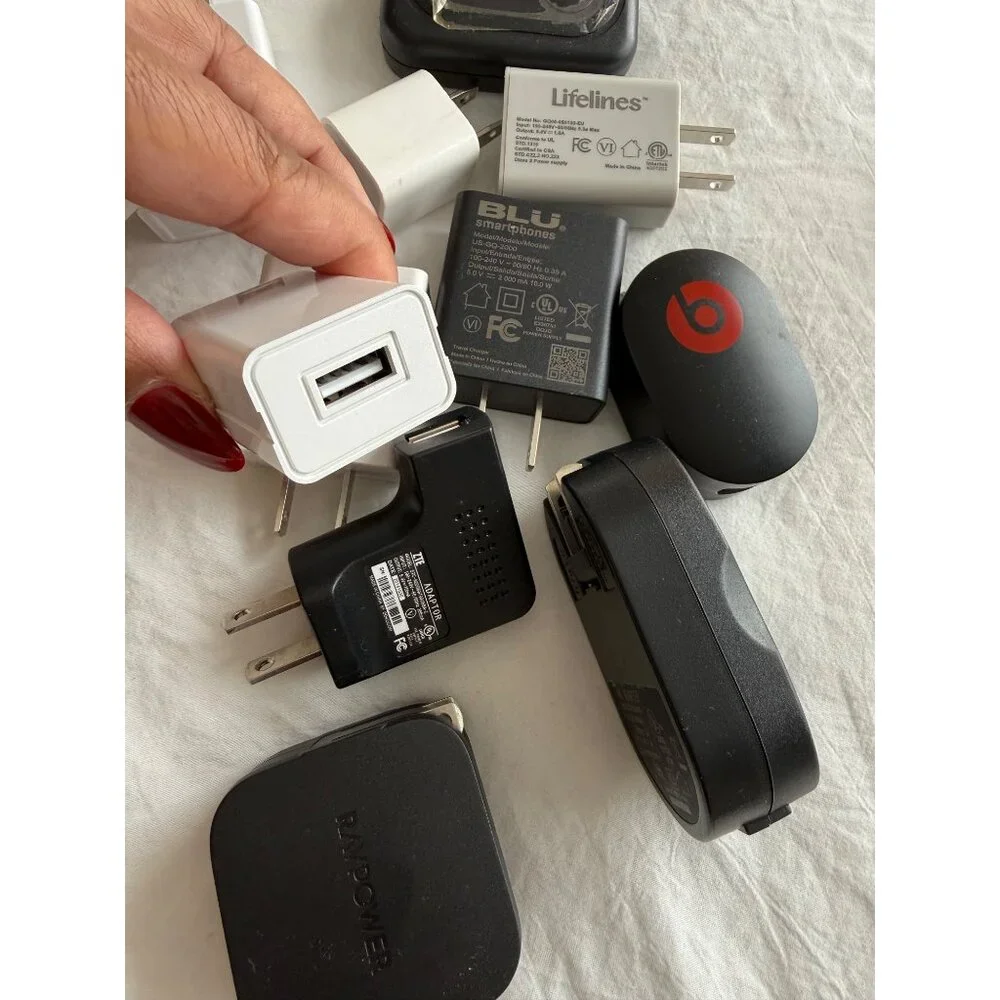 Mixed Lot Of USB Chargers Cables & Adapters For Electronics - Various Sizes & Br